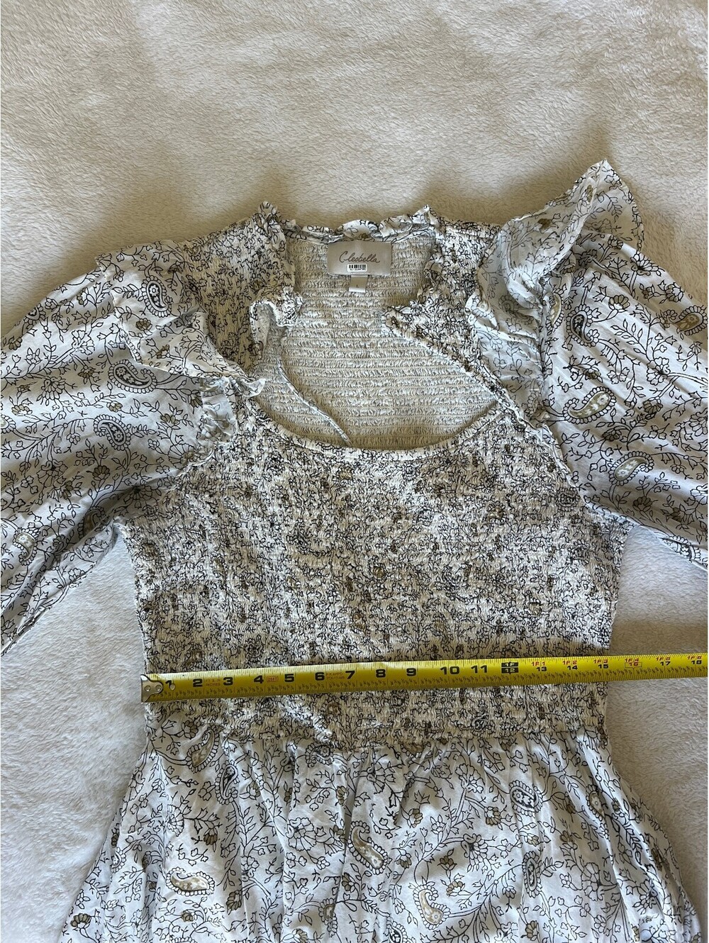 Anthropologie x Cleobella - Bohemian Floral Print Mini Dress with Ruffle, Size L - Picture 8 of 9